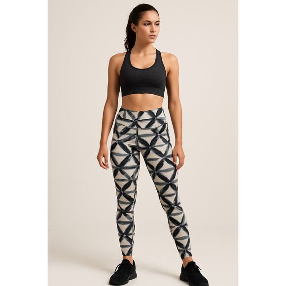 Abstract Print Activewear Leggings Gray Black White Geometric Women’s Small - Picture 1 of 8